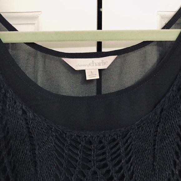 NWT: Charming Charlie Black Knit Top - Picture 5 of 9